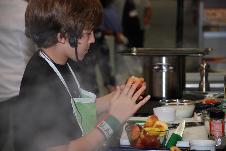 Valentin Cooking demonstration with headset